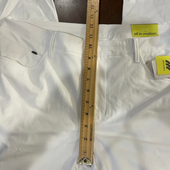 All In Motion Golf Pants Mens 38x32 White Slim Fit Stretch Wrinkle Resistant NEW - Picture 11 of 16
